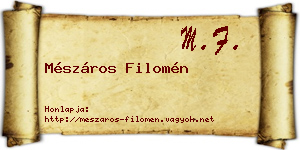 Mészáros Filomén névjegykártya